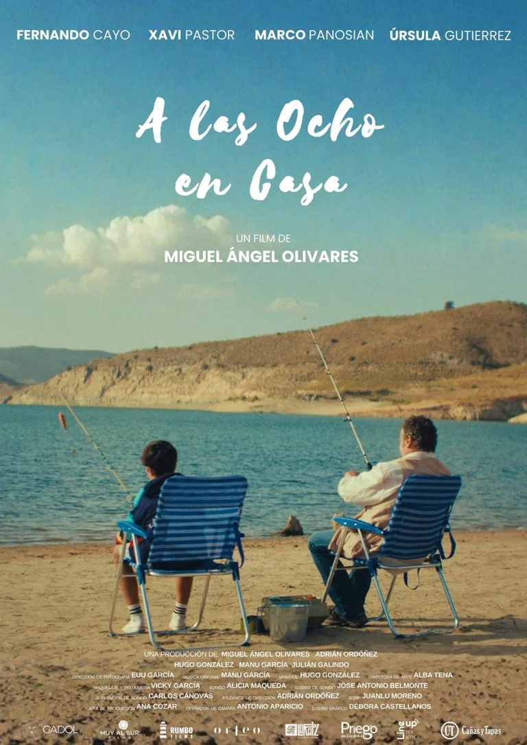 Cartel del cortometraje A las ocho en casa coproducido por Muy al Sur Films